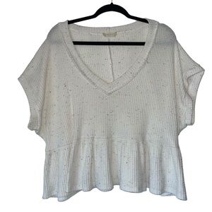 Altard State White Peplum Cropped Shirt